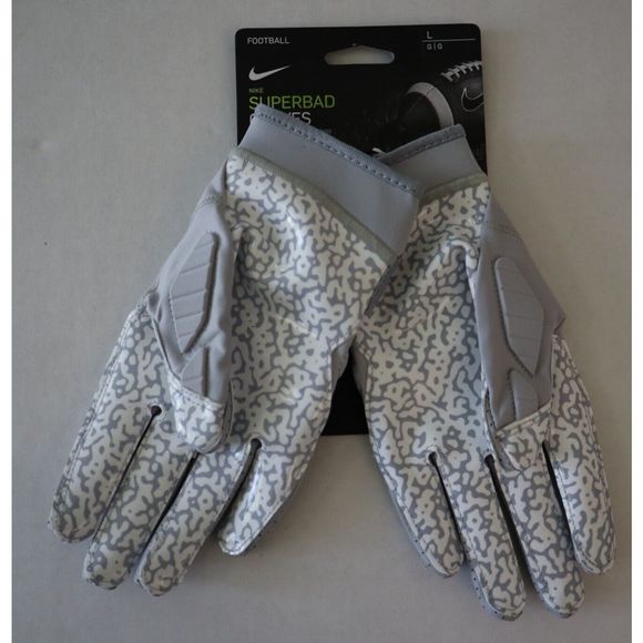 Nike CJ9339 015 Unisex Sz Large Gray/White Superbad 5.0 Football Gloves - Picture 2 of 5